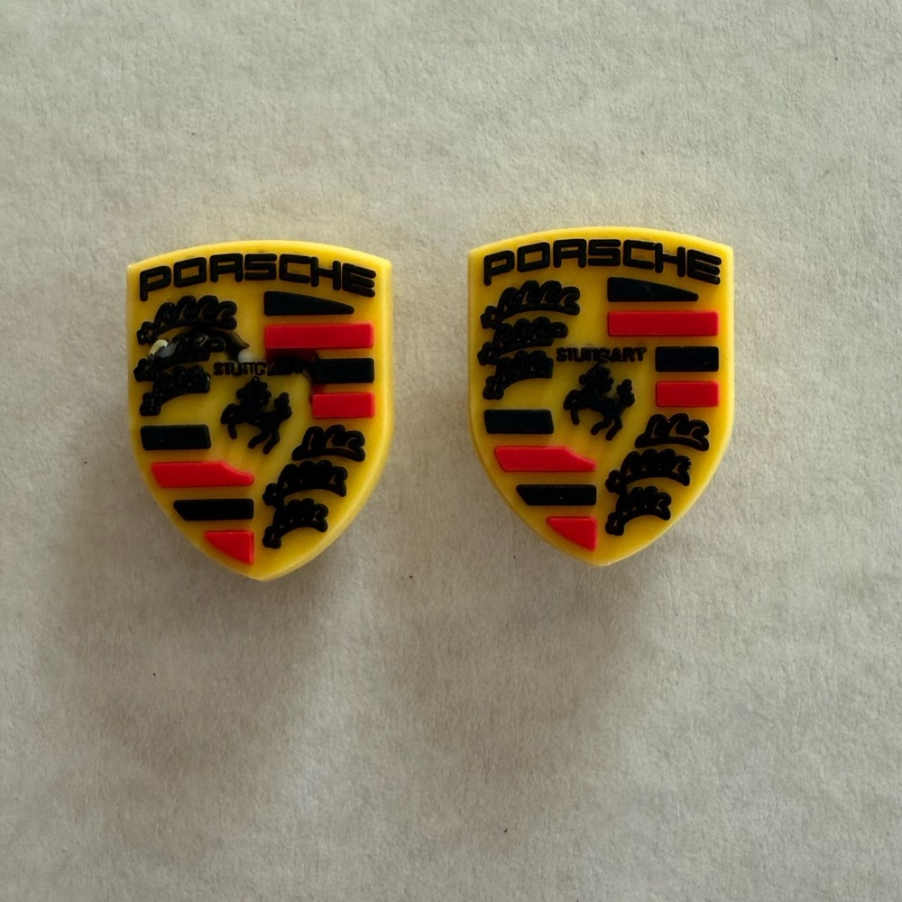 New- Porsche Car Croc Charms Set- Black, Yellow & Red